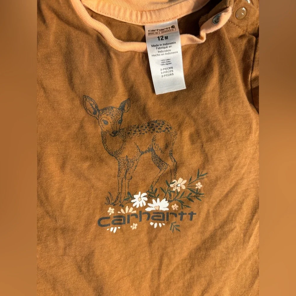Carhartt Kids Brown & Tan Deer Print One-Piece Footies - 2-Pack